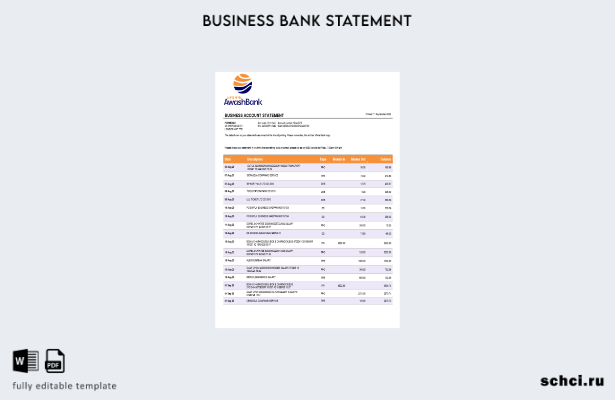 цифровая загрузка выписки по счету фирмы Awash Bank, шаблон в формате Word и PDF